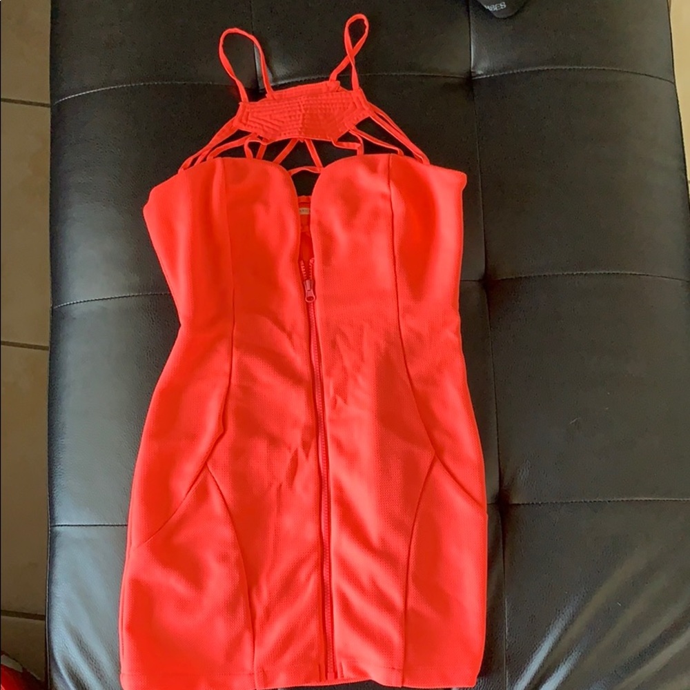 Hot pink mini dress